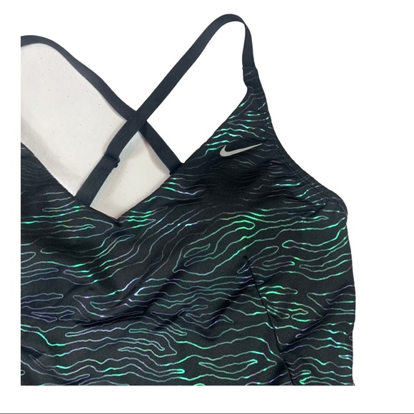 Nike Geo Onyx Printed Crossback Tankini Swim Top - Picture 3 of 3